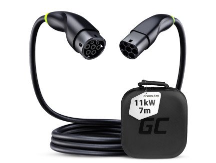Green Cell Snap Type 2 EV Charging Cable 11 kW 7 m for Tesla Model 3 S X Y, VW ID.3, ID.4, Kia EV6, Hyundai IONIQ 5, Ford Mach-E